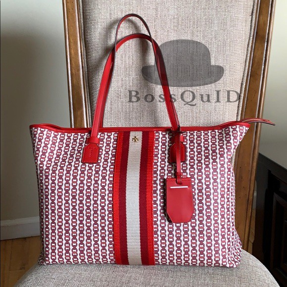 Tory Burch Gemini Link Tote Bag Liberty Red