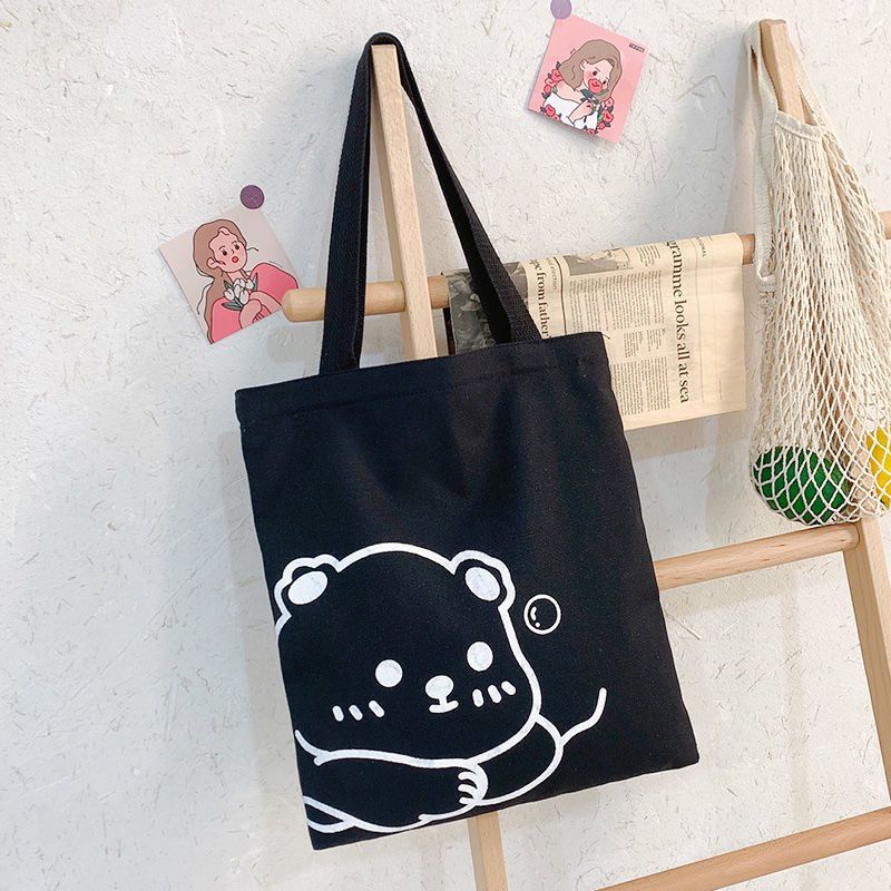 Totebag Pakai Resleting Hitam dan Cream Tas Sekolah Tas Kuliah