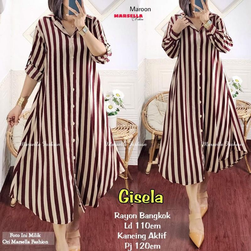 gisela tunik salur bahan rayon bangkok ori marsella