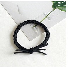 OVERFLOWS.ID Ikat Rambut Jalin Polos Korea Karet Simple Kuncir Rambut Kepang Tambang-Polos Hitam
