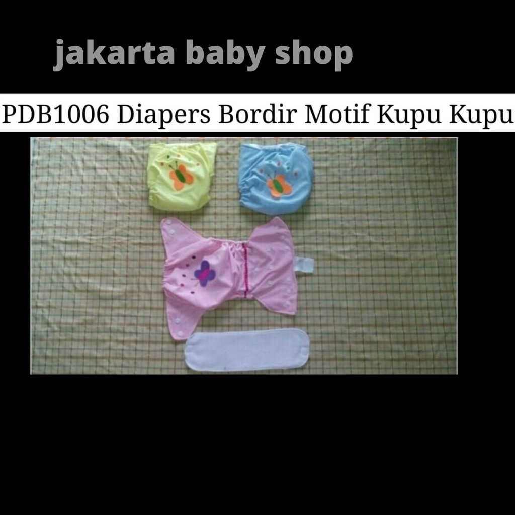 DIAPERS BORDIR MOTIF KUPU - KUPU CINTAKA PDB1006/ MOTIF HGAJAH PDB1006/ MOTIF KOTAK CINTAKA PDB1007