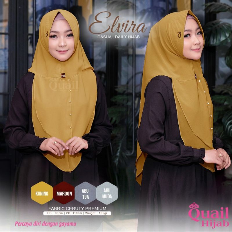 ELVIRA ORIGINAL QUAIL HIJAB | KHIMAR DAILY | KHIMAR KUNING QUAIL | KHIMAR PREMIUM