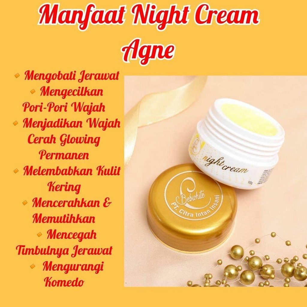 Bebwhite C BBC Night Cream Acne Krim Malam Acne Mencerahkan Merawat Kulit Jerawat Pada Malam Hari