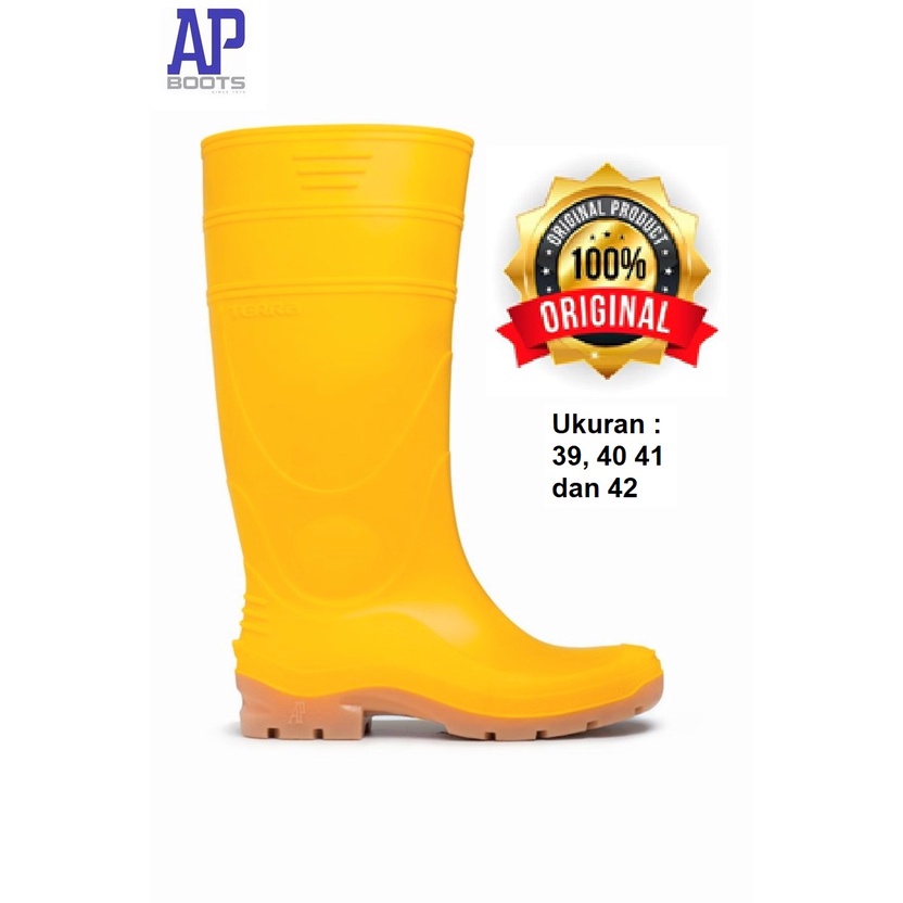 Sepatu Boot Karet AP Boots Terra Warna (Putih Kuning dan Hijau)