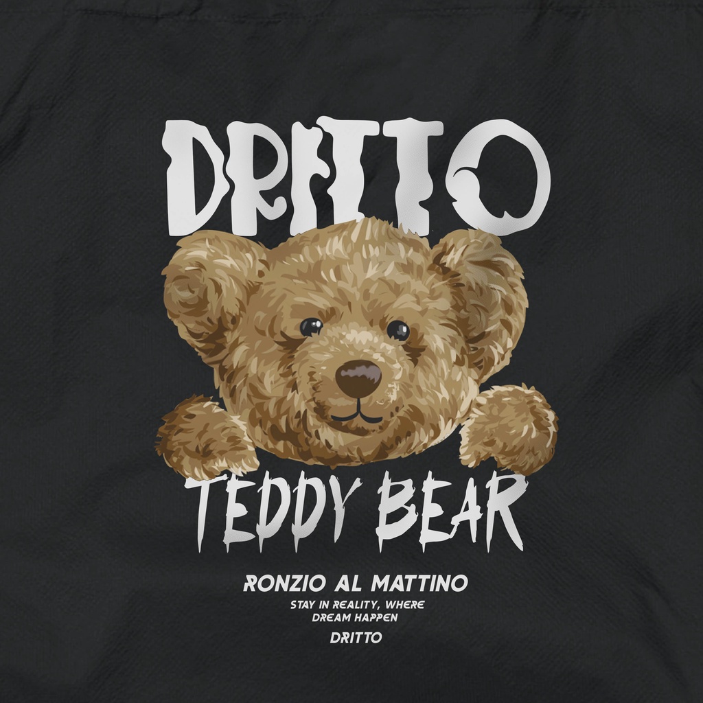 Dritto Totebag Kanvas - Tote Bag Unisex (Teddy Bear) - Hitam