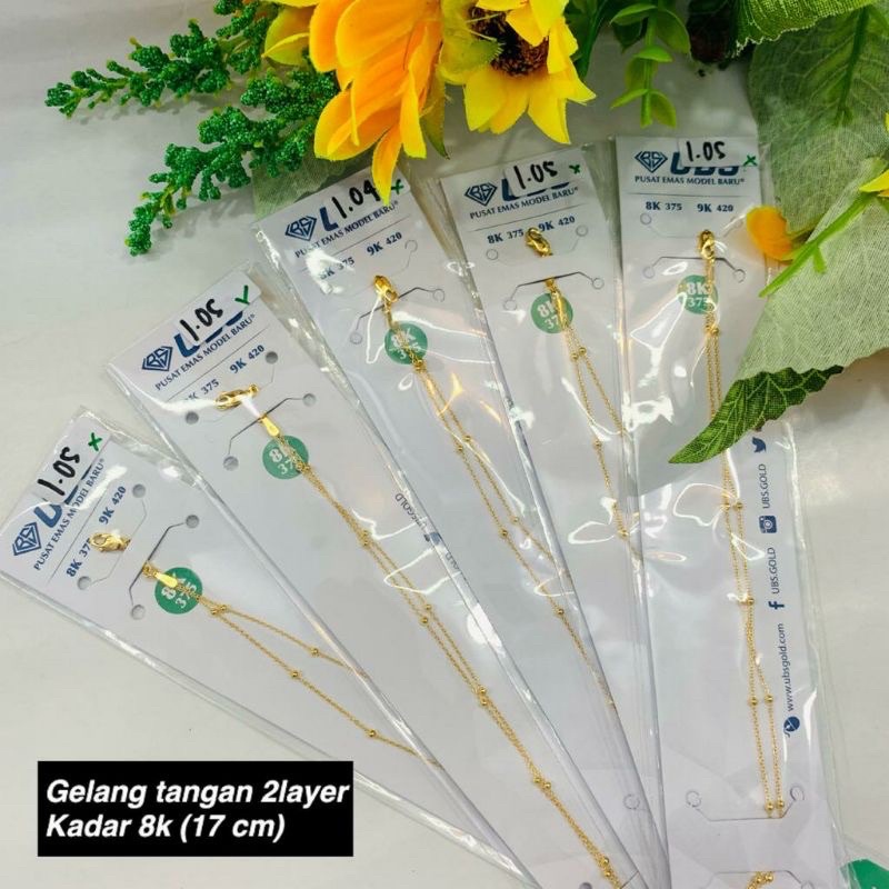 Emas asli kadar 375% gelang jedar 2layer