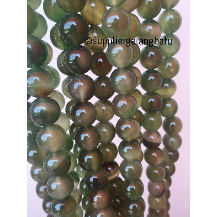 renceng batu giok corak 12mm bahan natural akik hijau muda premium aaa aksesoris grosir beads craft