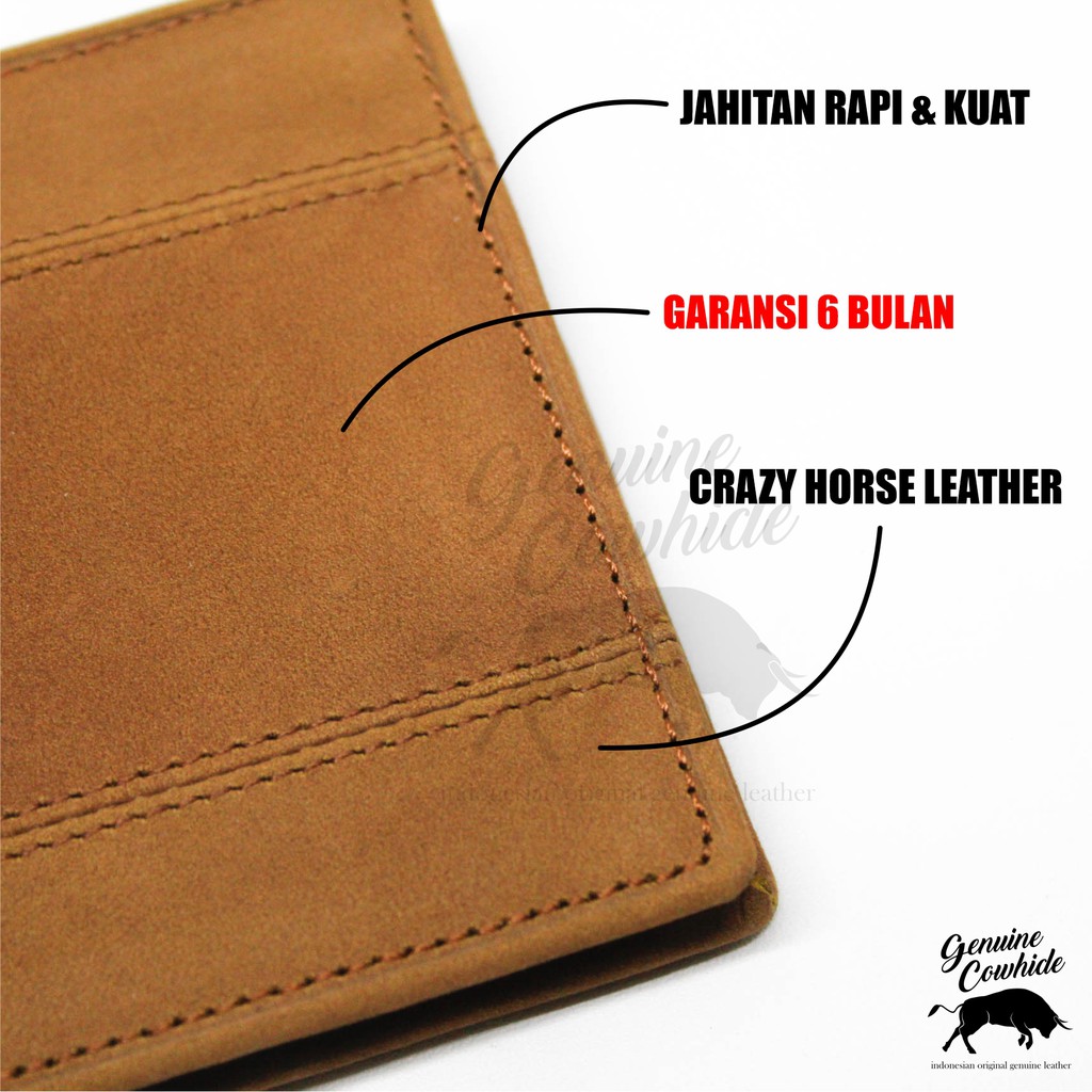 Dompet Pria Unik Vintage 100% Kulit Sapi Asli Jenis Crazy Horse Leather