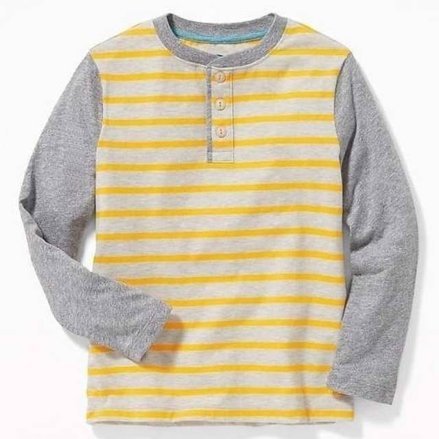 Kaos Lengan Panjang Anak Laki - Laki Henley Old Navy Yellow Stripe