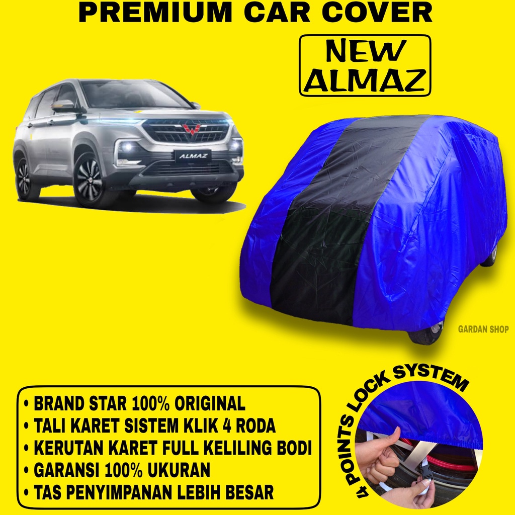 Body Cover NEW ALMAZ BIRU HITAM Penutup Bodi Mobil New Almaz Waterproof PREMIUM