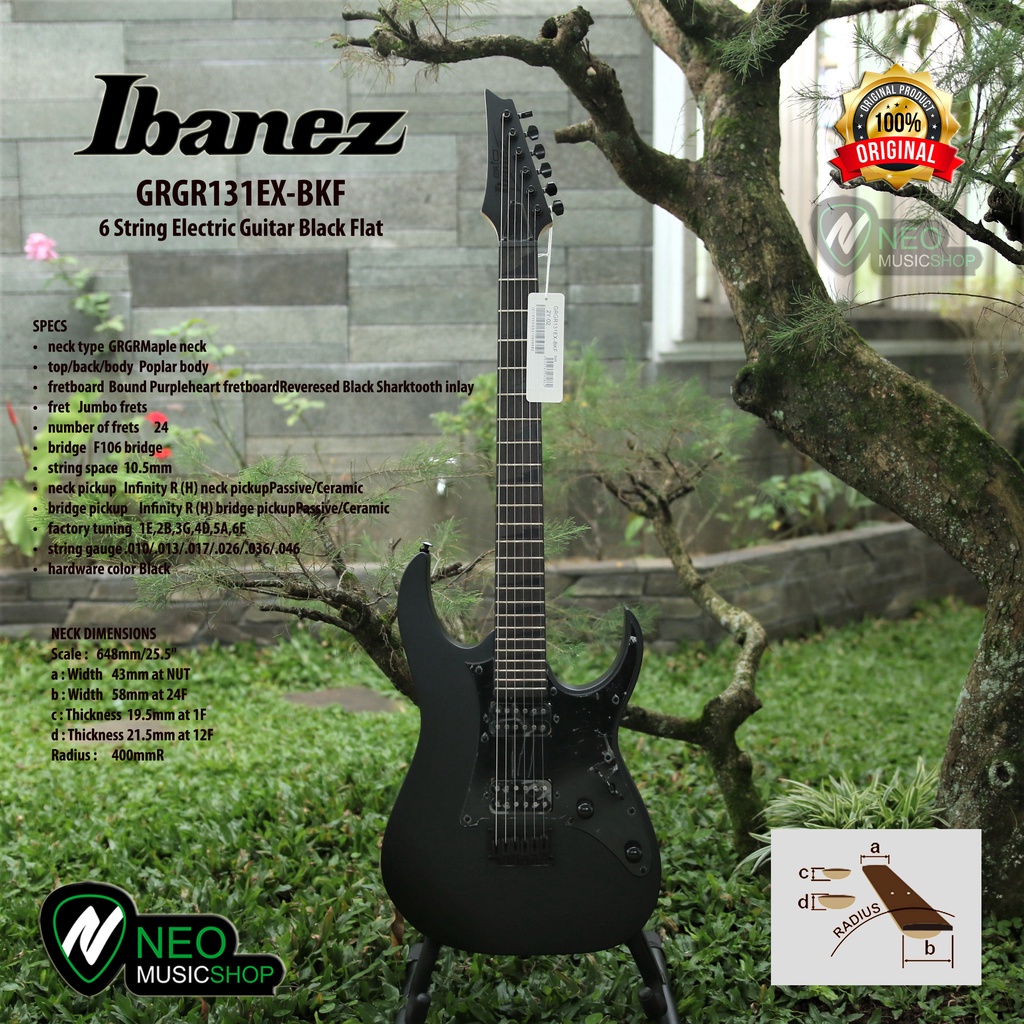 Ibanez GRGR131EX-BKF Black Flat 6 String Electric Guitar Original
