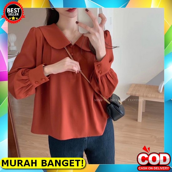 Blouse Wanita Korea Lengan Pendek [Heidi]Atasan Blouse Wanita Lengan Panjang Korea Style Import