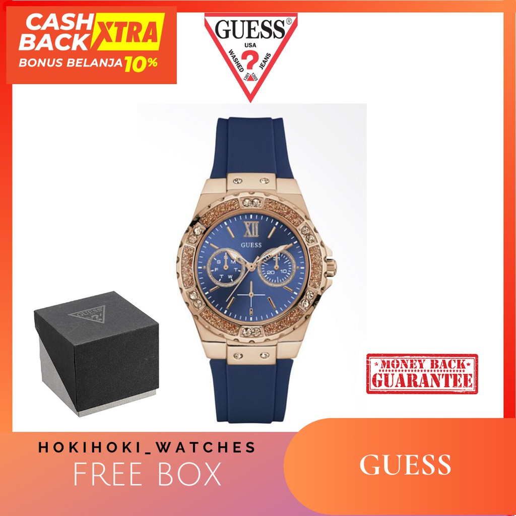 [ORIGINAL - FREE BOX ] JAM TANGAN WANITA GUESS ORIGINAL TALI RUBBER KARET GUESS 1053