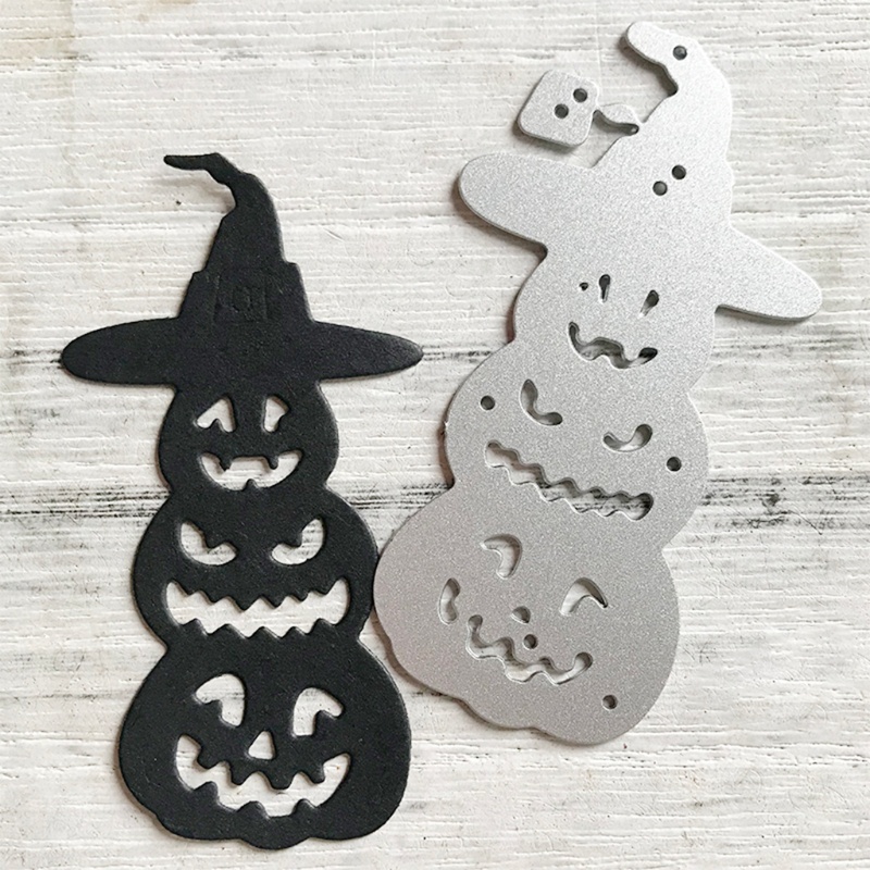 Stensil Cutting Dies Bentuk Labu Penyihir Halloween Bahan Logam Untuk Scrapbook Album Kertas