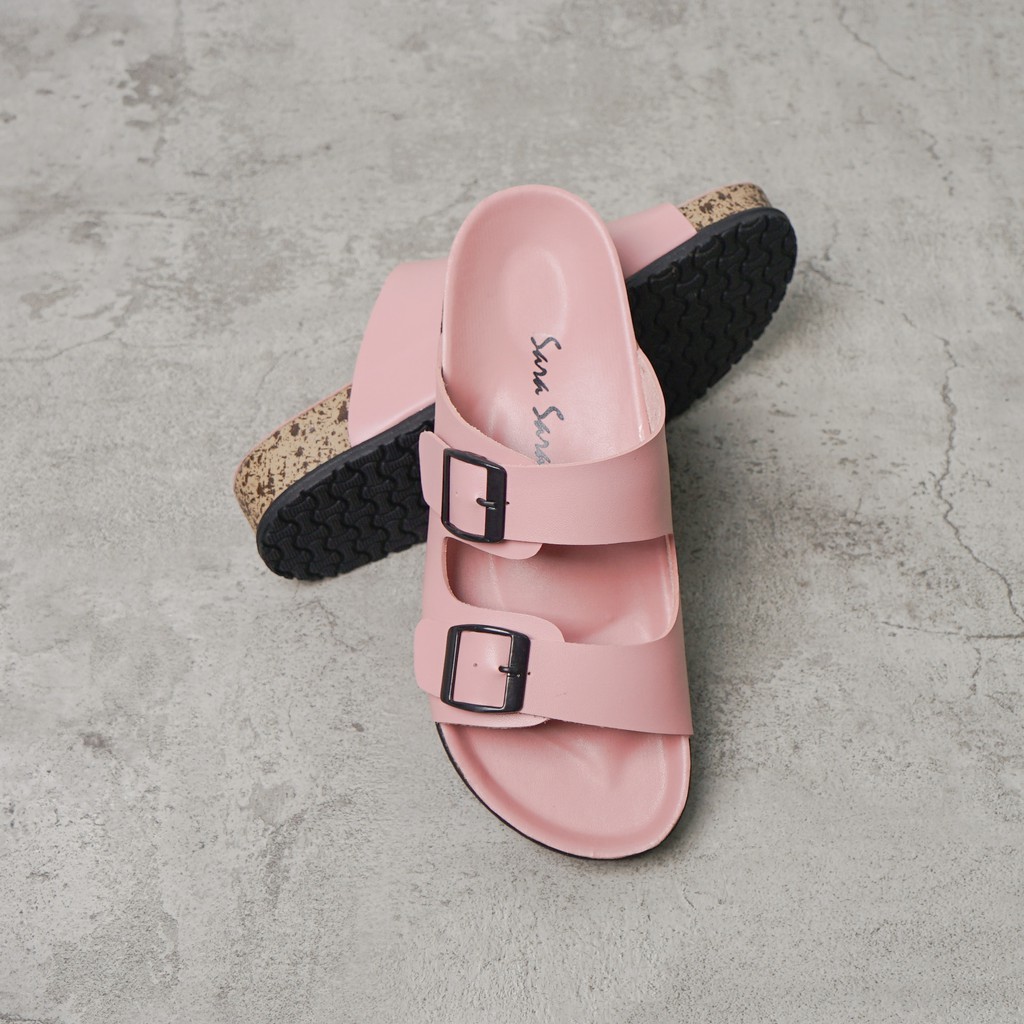 Sara Sara JINNY Sandal Selop Wanita sandal gesper ban dua sandal selop cewek kasual terbaru