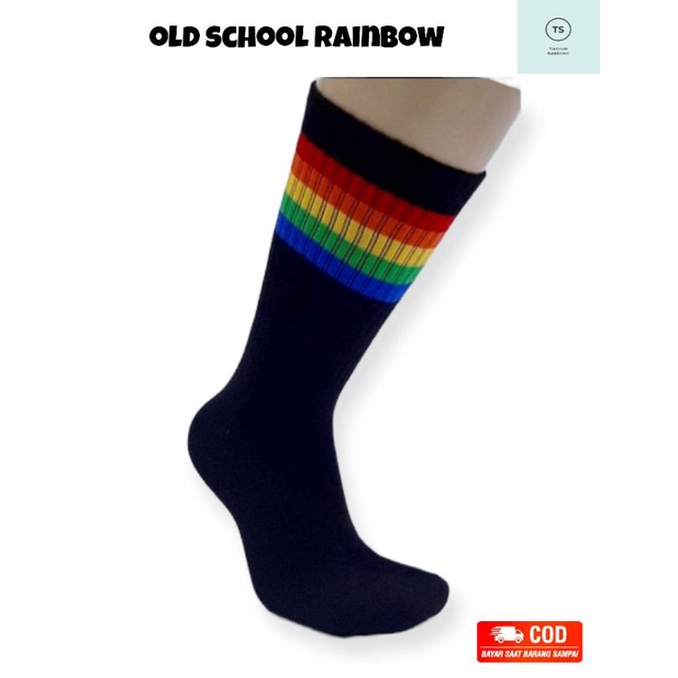 Kaos Kaki Skate Oldschool Motif Rainbow || Kaos Kaki Olahraga || Kaos Kaki Pria dan Wanita