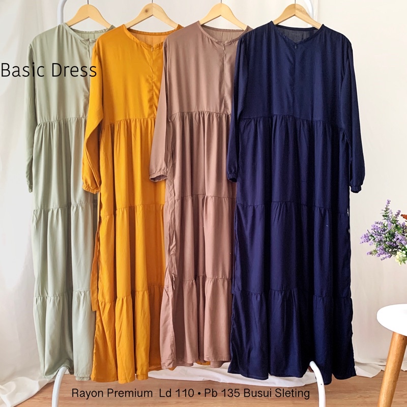 Homey Dress Polos Rayon / Gamis Rayon Polos / Homey Dress