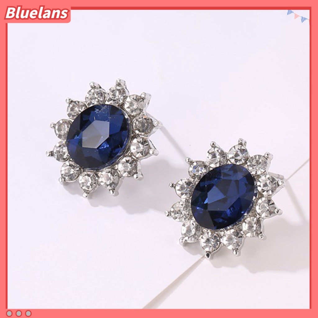 2pcs / Set Kalung Rantai Anting Bentuk Bunga Bahan Metal Hias Cubic Zirconia Untuk Pengantin