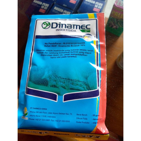 dinamec insektisida dengan bahan aktif emamectin benzoat 10%.berat 25gram