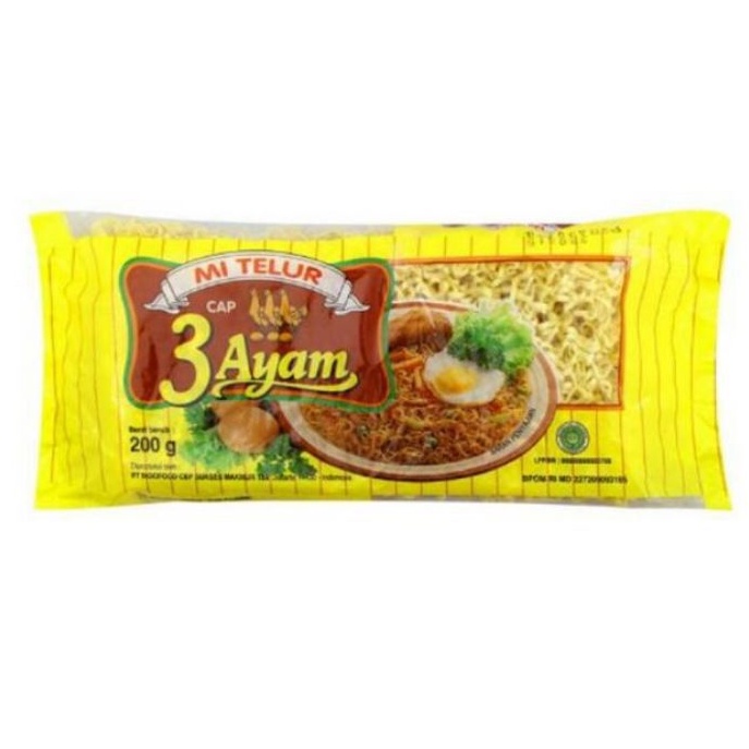 

Mie Telur Cap 3 Ayam 200gr