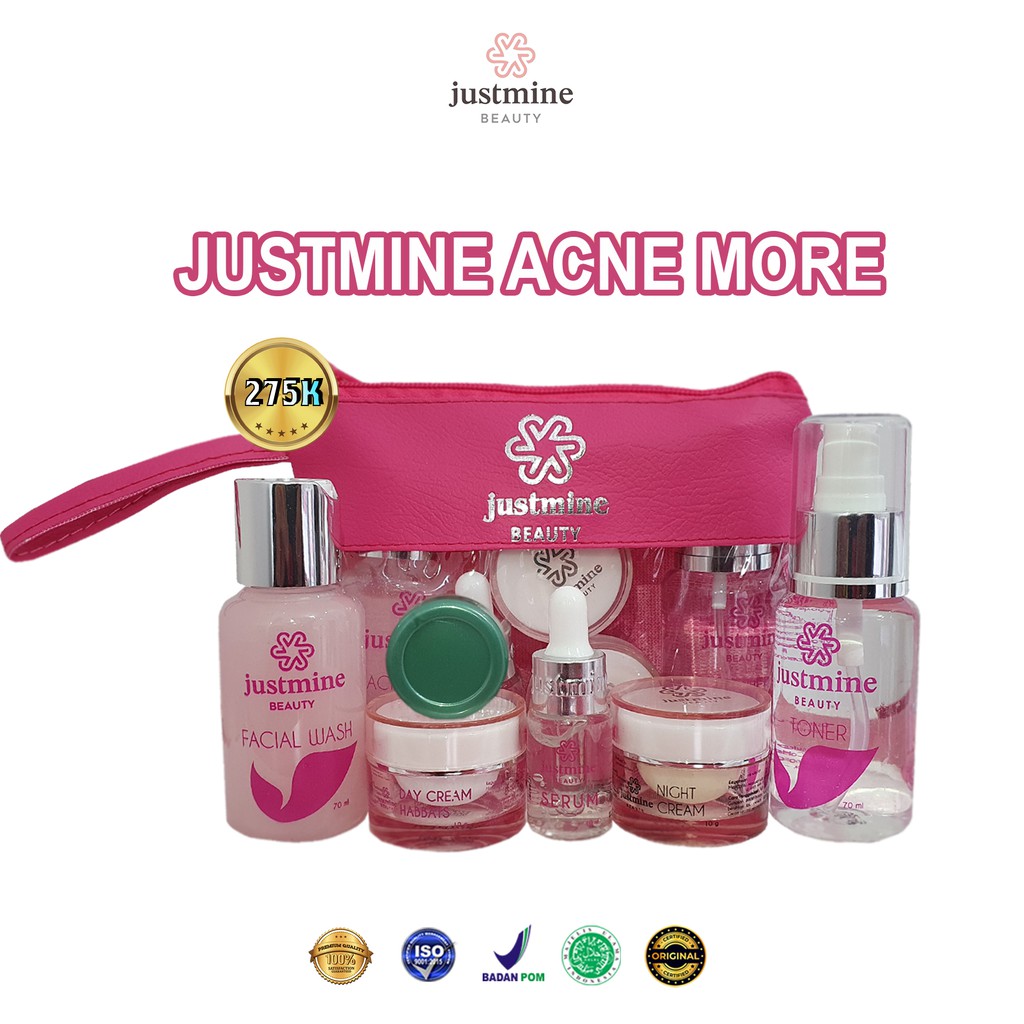 Justmine Skincare Glowing Bpom Paket Ultima Acne More Remove spot | Skin care COD free gift-ACNE MORE