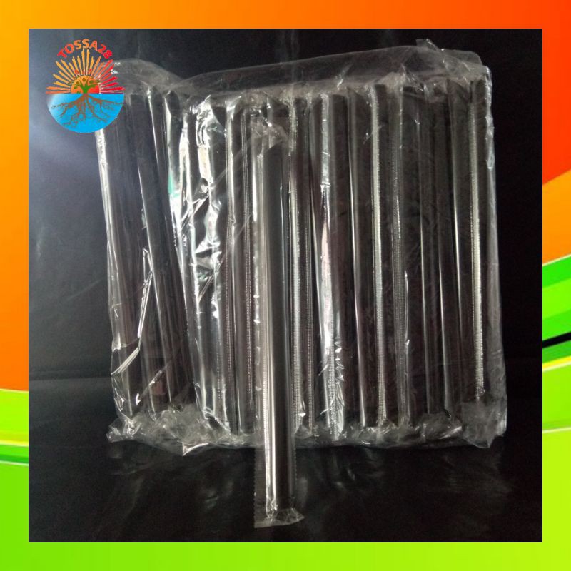 Sedotan Plastik Boba / Sedotan Steril Plastik / Sedotan Hitam Panjang (Isi 250pcs)