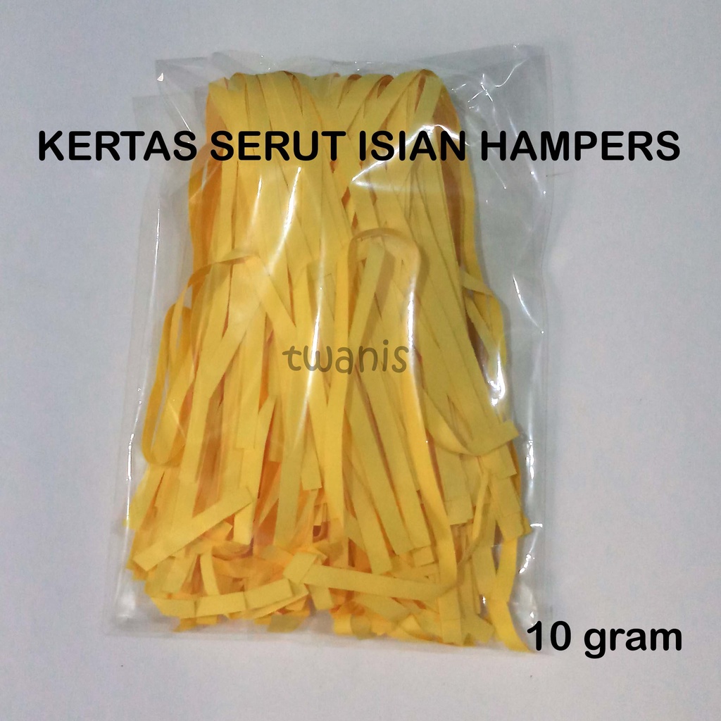 

SHREDDED PAPER KERTAS SERUT CACAH POTONG ISIAN HAMPERS WARNA KUNING BERAT 10 GRAM