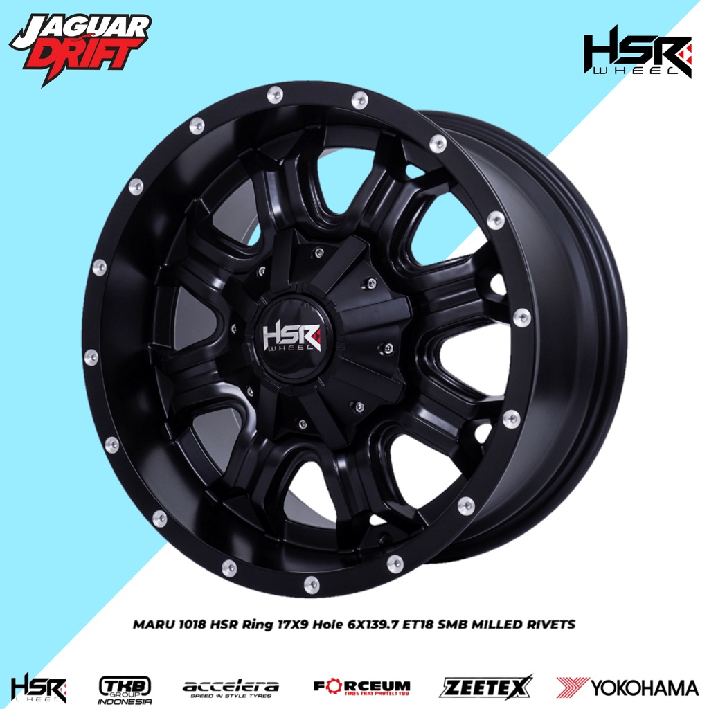 Velg Mobil Fortuner Pajero Triton Trailblezer Hilux - Hsr Maru R17 X 9 H6 X 139,7 ET18 Hitam Dop - V