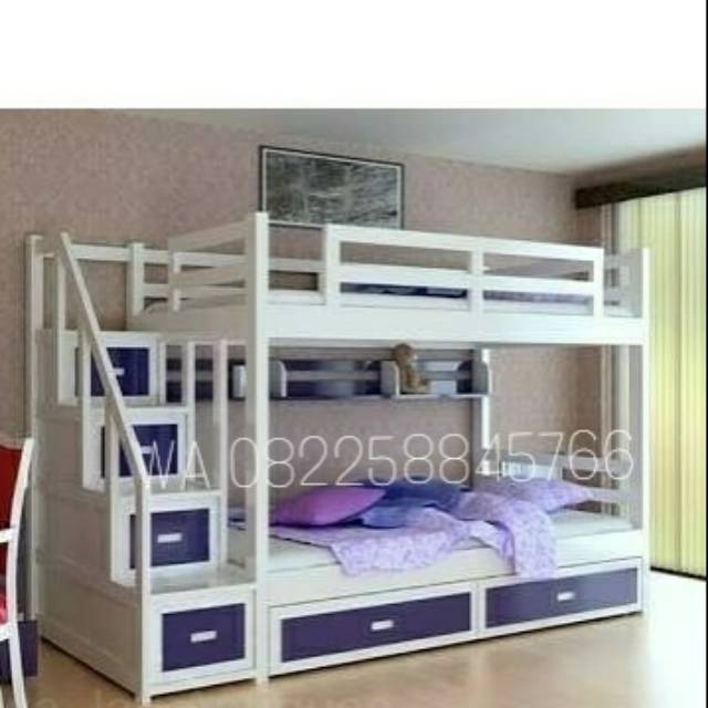 Tempat Tidur Kayu Jati Tingkat, Dipan Ranjang Susun Untuk Anak Anak Simpel Minimalis
