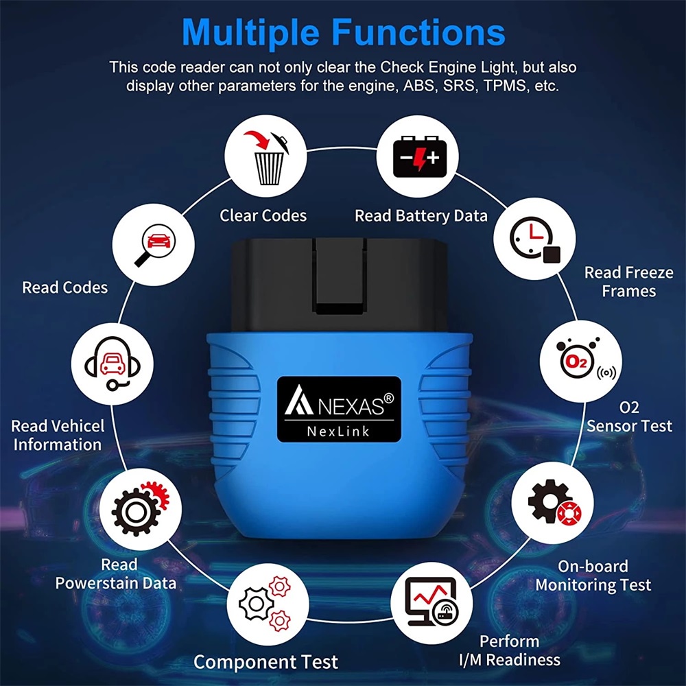 NEXAS NexLink Bluetooth 5.0 OBD2 EOBD Diagnostic Scanner for iOS Android Windows Fault Code Reader Diagnostic Scan Tool