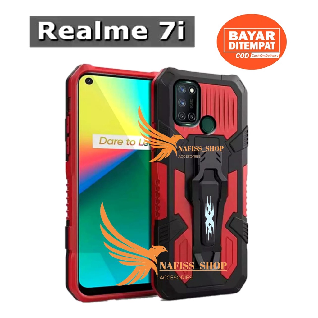 Realme 7i Armor Case Robot Untuk Hp Realme 7i Hard Case Belt Clip Robot Transformer Soft Hybrid Leat