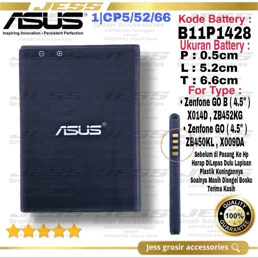 Baterai ASUS Zenfone Go B ZB452KG X014D Zenfone Go ZB450KL X009DA Kode Batre B11P1428 Battery Original