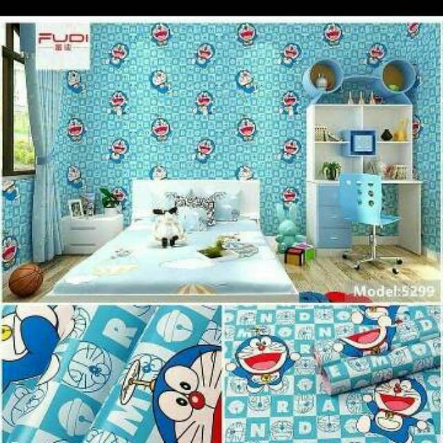  Wallpaper  dinding  motif Doraemon  kotak Shopee  Indonesia