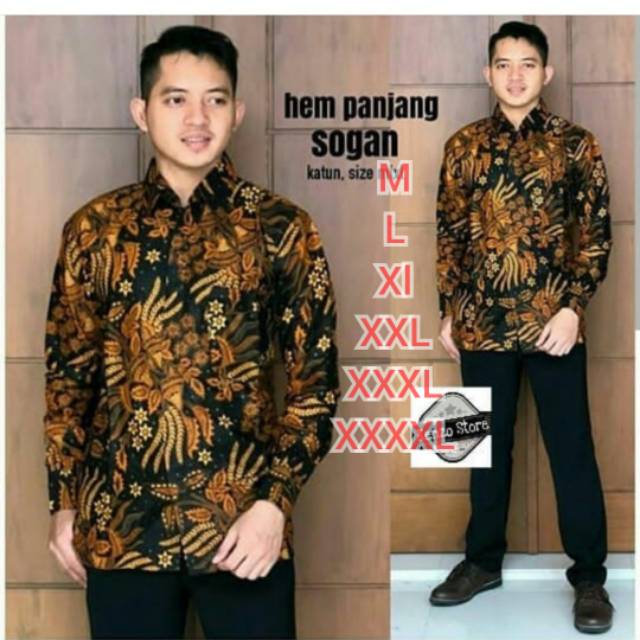 Manggar Batik JUMBO HRB118 A hitam coklat Kemeja Batik Pria Pendek Premium Besar XXXL 3L 4L 5L