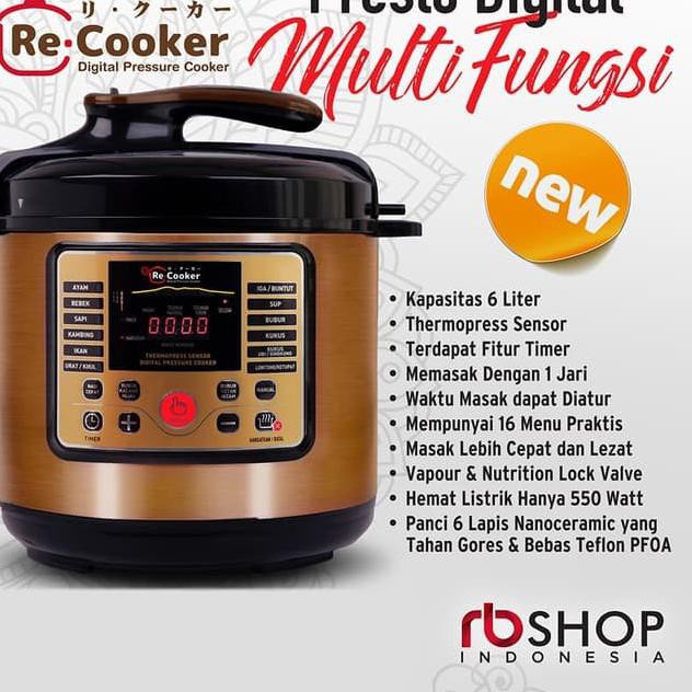 stok.promo RECOOKER PRESTO DIGITAL MULTIFUNGSI 16 MENU PRAKTIS JK#066