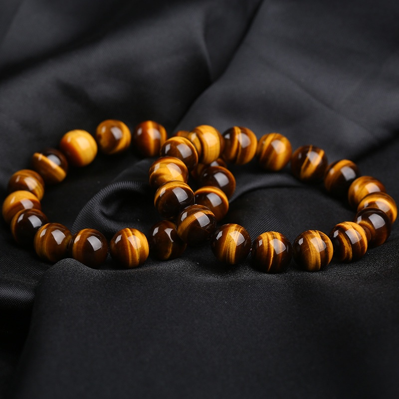 Gelang Manik-Manik Batu Mata Harimau Alami Ukuran 8mm Untuk Pria Dan Wanita