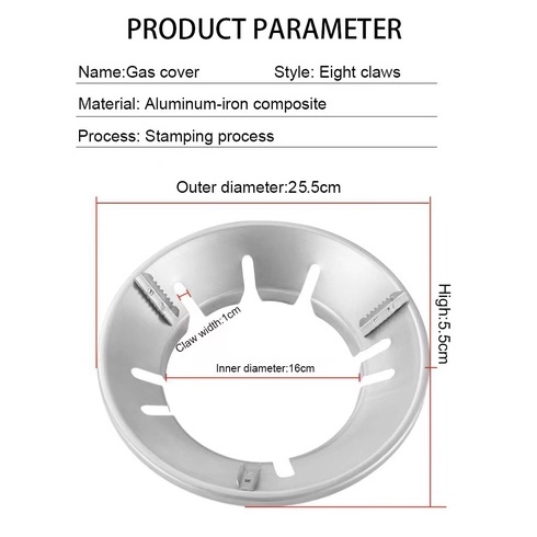 8Port Penutup Kompor Gas Hemat Energi Tatakan Kompor Gas Alas Kompor Gas Stainless Steel Model Bulat Penutup Kompor Gas Tatakan Kompor Anti Slip [Berlaku 4 cakar 5 cakar]