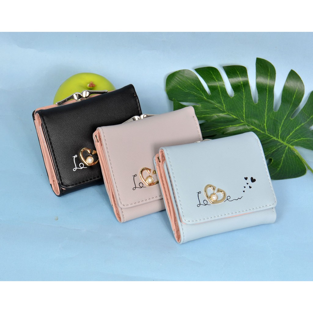  Dompet  lipat  behel dompet  mini  wanita  loho love import 