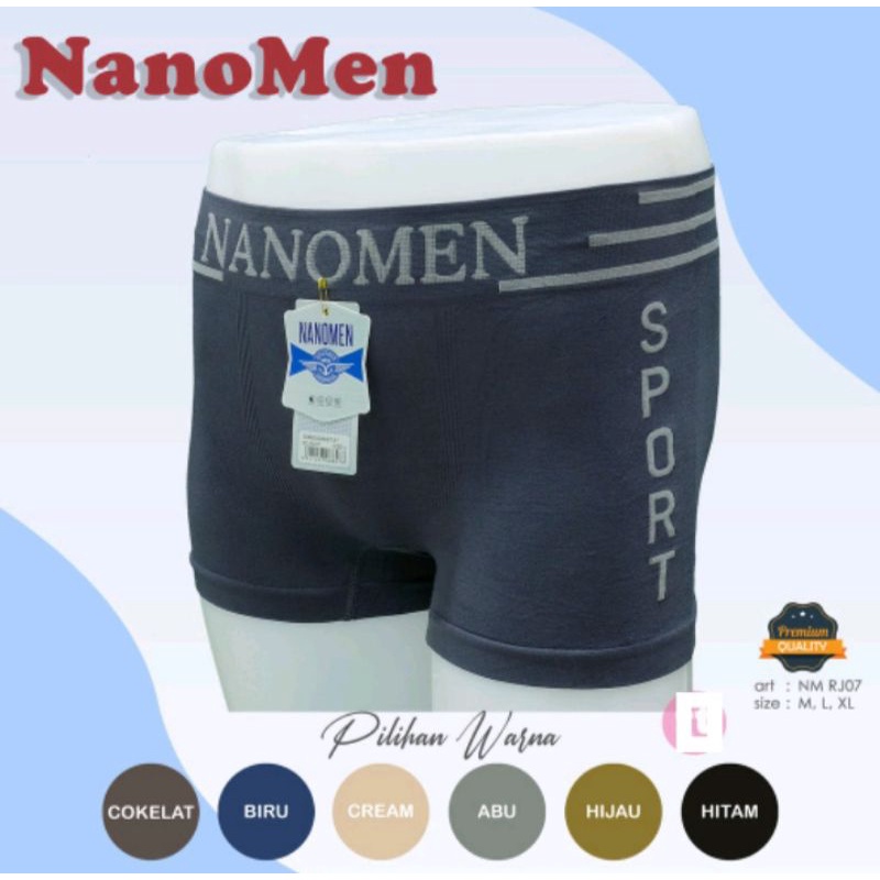 NANOMEN  Celana Dalam Boxer Pria / Bahan Rajut Seamless