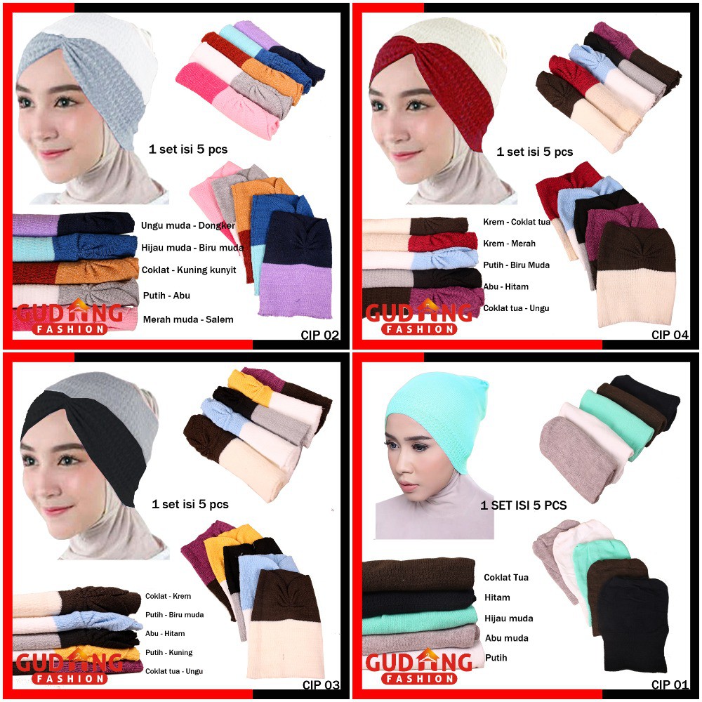 Ciput Rajut Polos dan Two Tone 2 Warna / Dalaman Untuk Hijab / Inner Hijab (COMB)