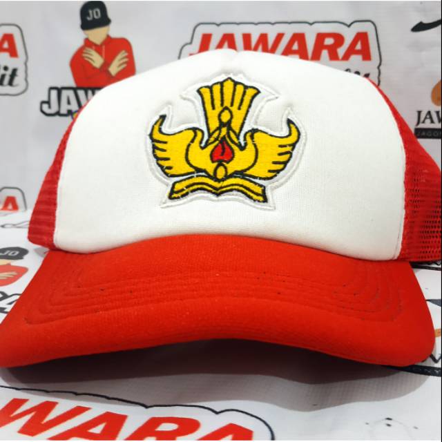 Topi Jaring Custom Bordir Desain Logo Sekolah Dasar SD