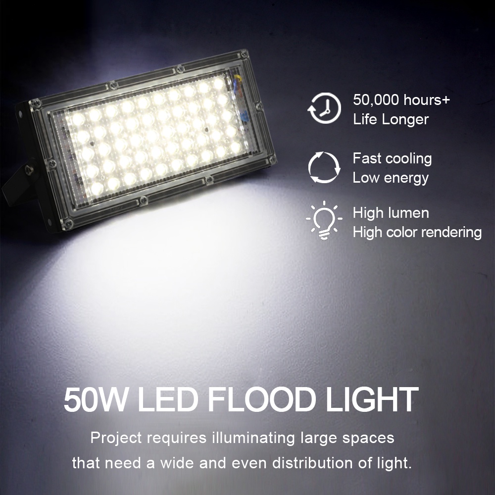 Lampu Sorot Flood Light Waterproof 4500 Lumens 50W 6500K - Black