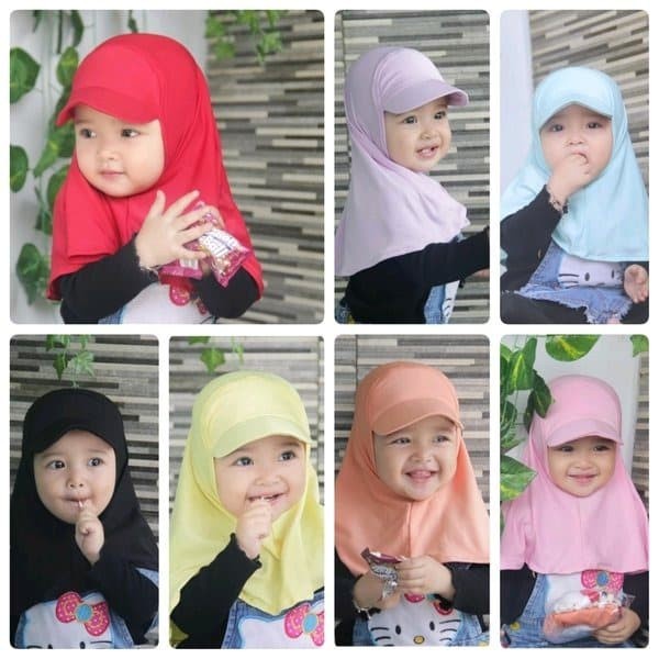 SD - Jilbab JILTOP anak bayi topi usia 0-3 th all size bahan Jersey balon adem