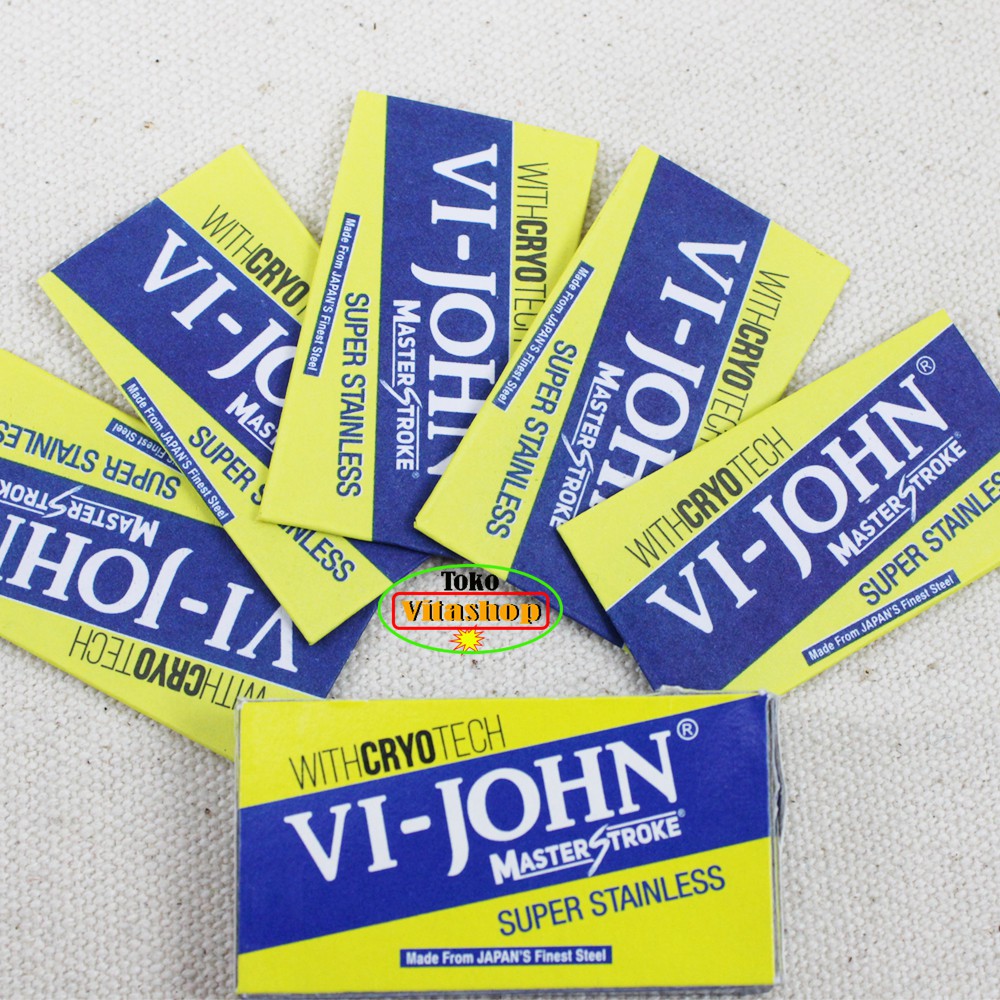 ORIGINAL SILET CUKUR VI-JOHN SUPER STAINLESS REFIL RAZOR BARBERSHOP ISI 5 PCS