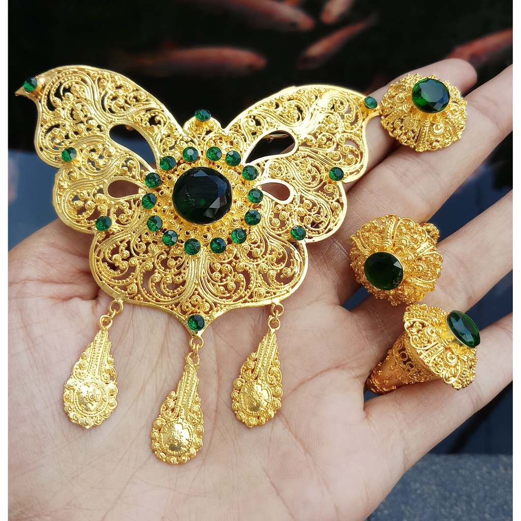 bros alpaka bali set kebaya motif kupu2 sirkon