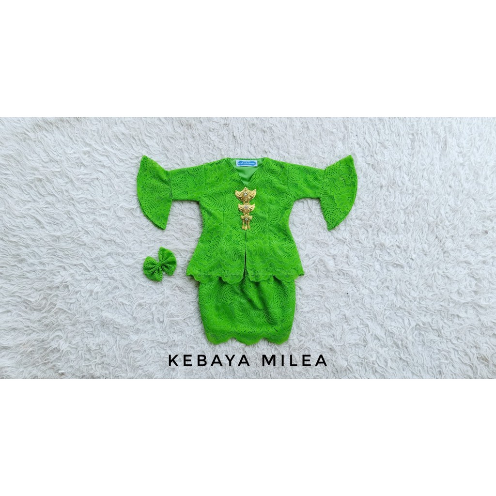 BAJUNIK KEBAYA ANAK MODEL MILEA WARNA HIJAU APEL (TANPA BROS) / KEBAYA ANAK / KEBAYA NEWBORN / KEBAY