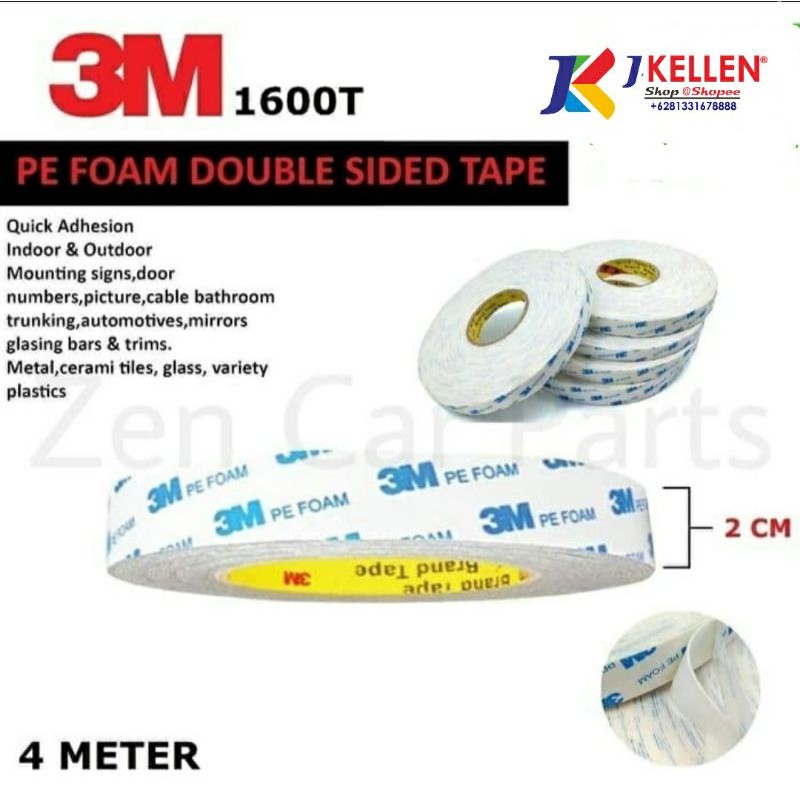 

Double Tape 3M Doble Tip Busa Putih PE Foam White Permukaan Lem 2 Sisi - 20mm x 4meter (-/+)