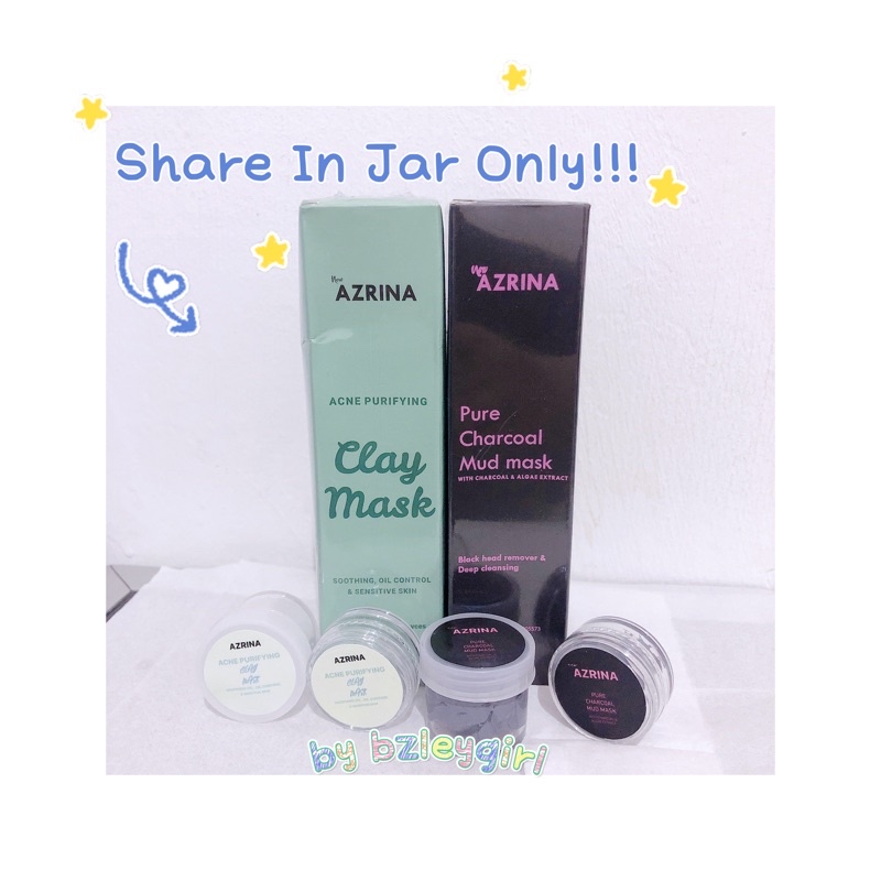 [Share In Jar] Azrina Pure charcoal Mud maskBPOM | Acne Purifying Clay Mask - Masker