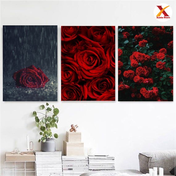 Hiasan dinding wall decor dekorasi hiasan gantung gambar pajangan bunga mawar