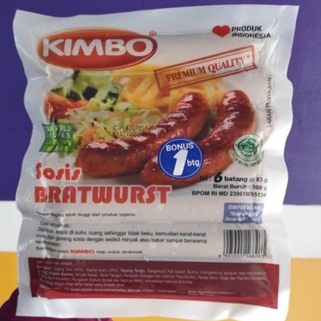 

Kimbo sosis sapi bratwurst original 500gr 6s